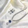 1 Carat Silver Zircon & AD Set – Available in Navy Blue, Mehroon & Green