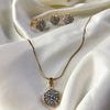 Golden Twilight – 1 Carat Zircon Necklace Set with Silver Grey Stones