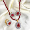 Mehroon & Navy Blue Zircon Necklace Set – Timeless Sparkle