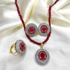 Mehroon & Navy Blue Zircon Necklace Set – Timeless Sparkle