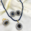 Mehroon & Navy Blue Zircon Necklace Set – Timeless Sparkle
