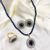 Mehroon & Navy Blue Zircon Necklace Set – Timeless Sparkle