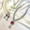 1 Carat Silver Zircon & AD Set – Available in Navy Blue, Mehroon & Green