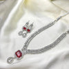 1 Carat Silver Zircon & AD Set – Available in Navy Blue, Mehroon & Green