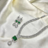 1 Carat Silver Zircon & AD Set – Available in Navy Blue, Mehroon & Green