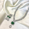 1 Carat Silver Zircon & AD Set – Available in Navy Blue, Mehroon & Green