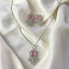 1 Carat Silver Zircon Necklace – Baby Pink, Aqua & Sparkling Silver Elegance
