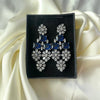 Navy Elegance – 1 Carat Zircon Silver Earrings in Dark Blue