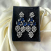 Navy Elegance – 1 Carat Zircon Silver Earrings in Dark Blue