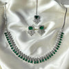 1 Carat Silver Zircon Set – Royal Mehroon & Emerald Green Elegance