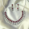 Royal Mehroon Elegance – 1 Carat Zircon Silver Jewellery Set with Mehroon Stones
