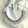 Royal Mehroon Elegance – 1 Carat Zircon Silver Jewellery Set with Mehroon Stones